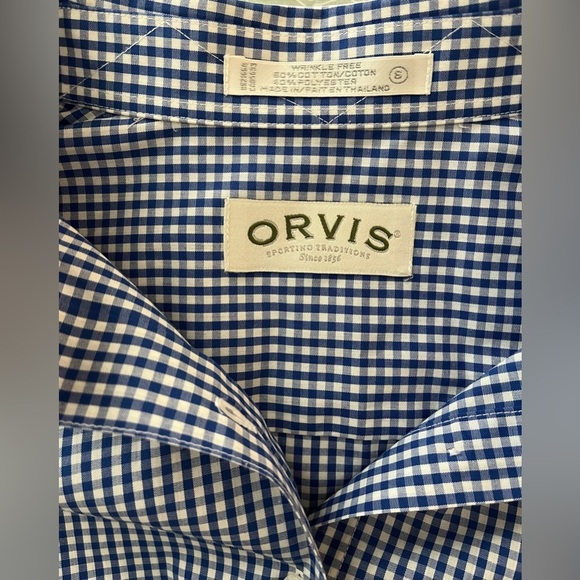 Orvis Women’s Navy/White Gingham Button Down, Wrinkle Free, Cotton/Poly; Size 6 - Picture 3 of 10